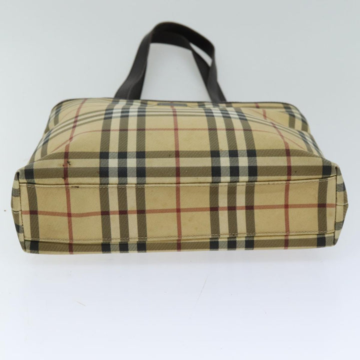 Burberry Nova Check Tote Bag Canvas Beige Dark Brown Auth 76724