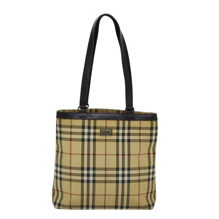 Burberry Nova Check Tote Bag Canvas Beige Dark Brown Auth 76724