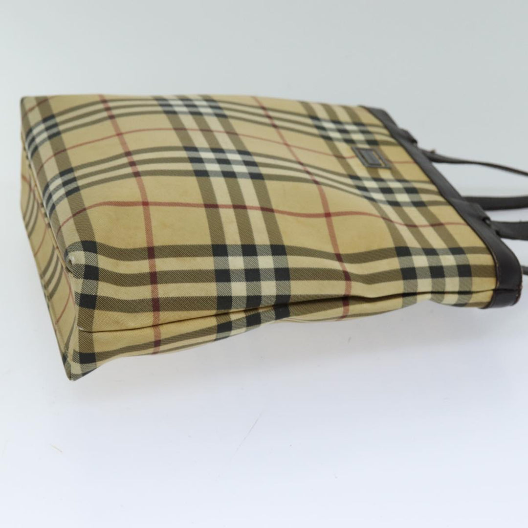 Burberry Nova Check Tote Bag Canvas Beige Dark Brown Auth 76724