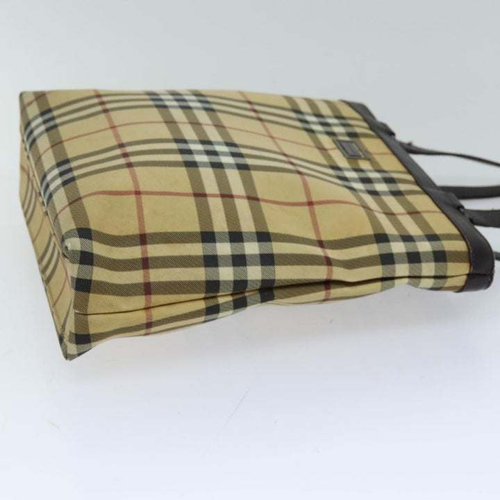 Burberry Nova Check Tote Bag Canvas Beige Dark Brown Auth 76724