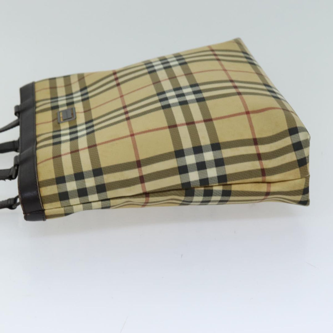 Burberry Nova Check Tote Bag Canvas Beige Dark Brown Auth 76724