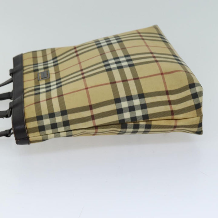 Burberry Nova Check Tote Bag Canvas Beige Dark Brown Auth 76724