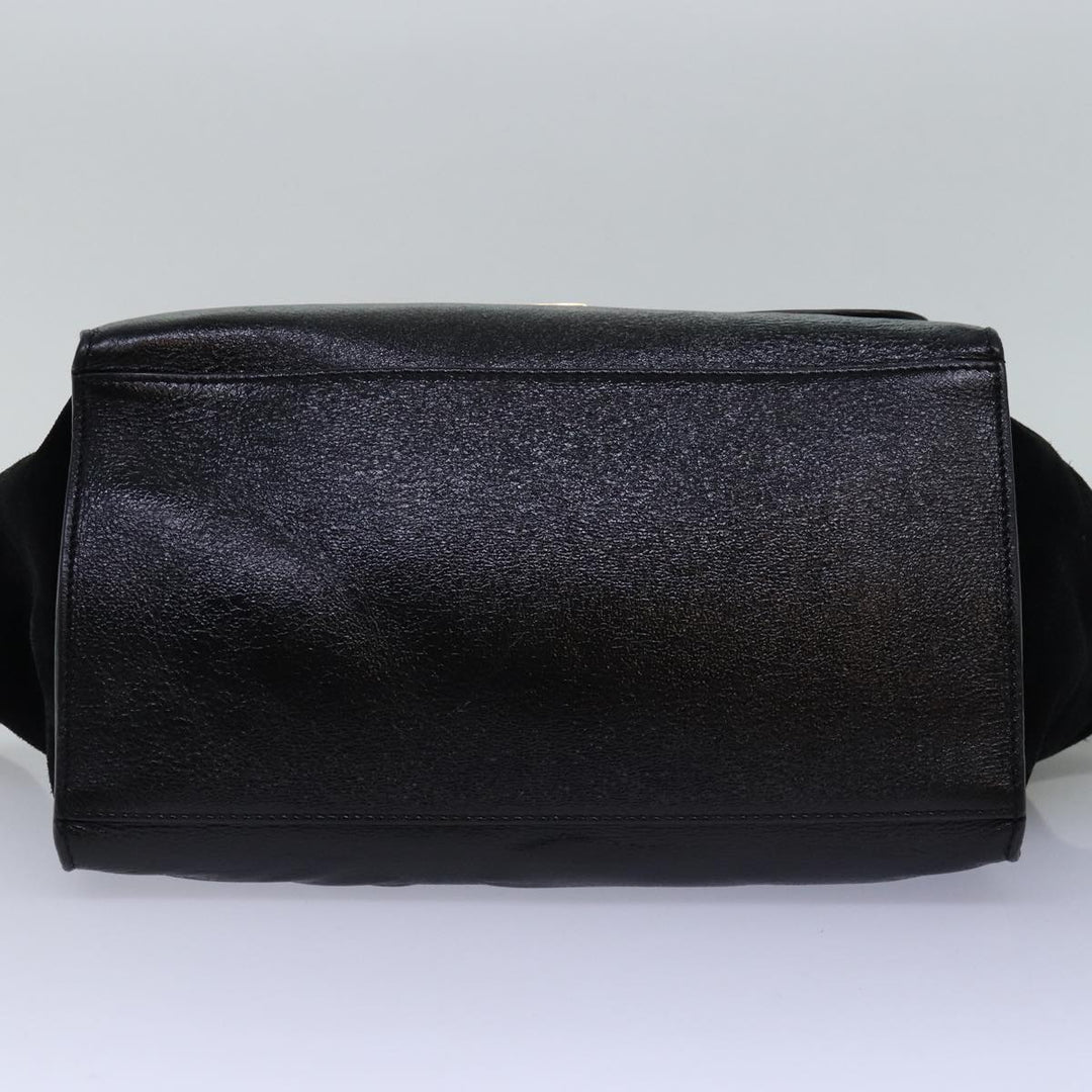 Celine Trapeze Hand Bag Leather 2way Black Auth 76742