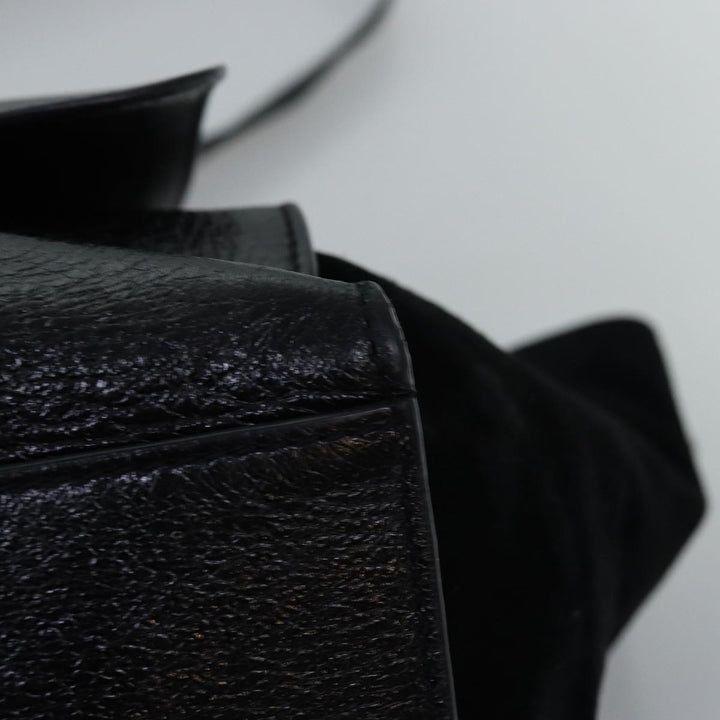 Celine Trapeze Hand Bag Leather 2way Black Auth 76742