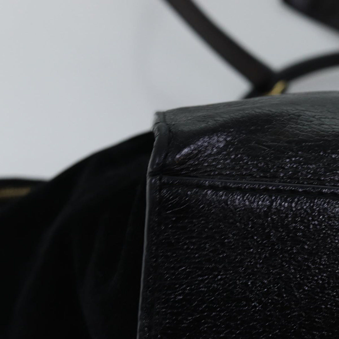 Celine Trapeze Hand Bag Leather 2way Black Auth 76742