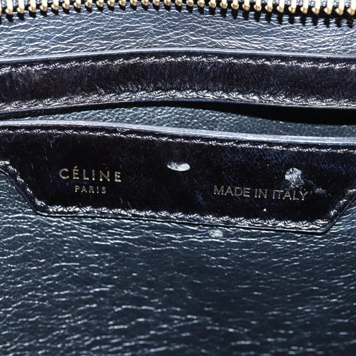 Celine Trapeze Hand Bag Leather 2way Black Auth 76742