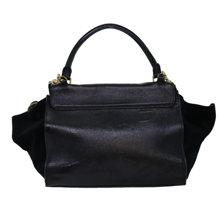 Celine Trapeze Hand Bag Leather 2way Black Auth 76742