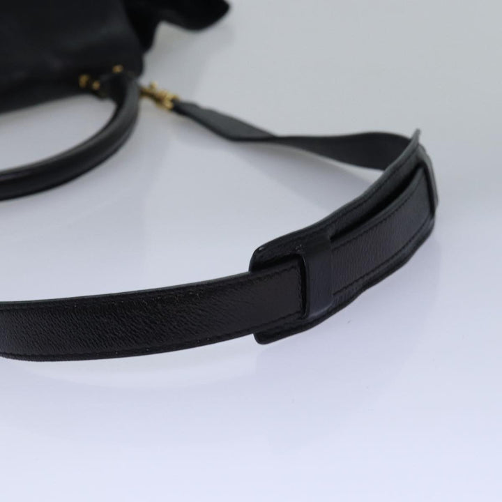 Celine Trapeze Hand Bag Leather 2way Black Auth 76742