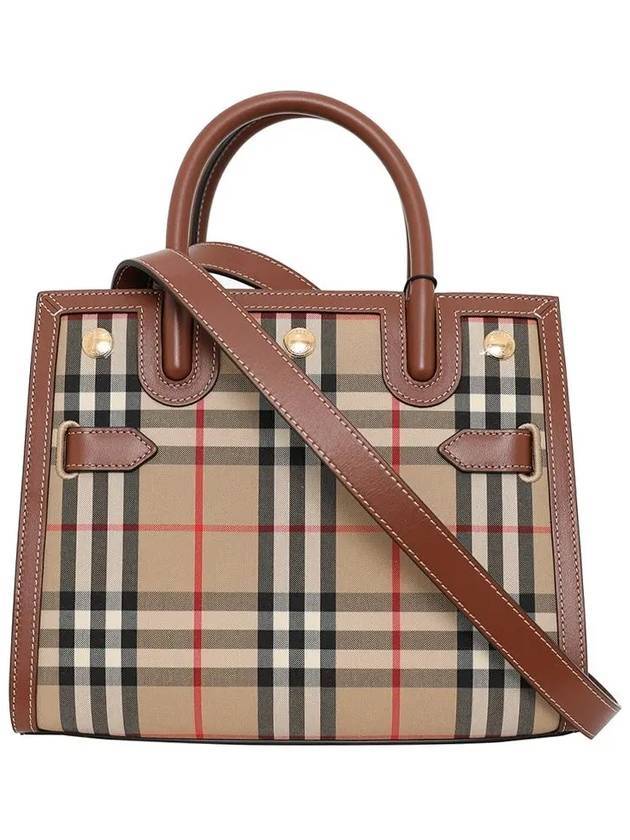 Burberry Mini Vintage Check Title Tote Bag Beige