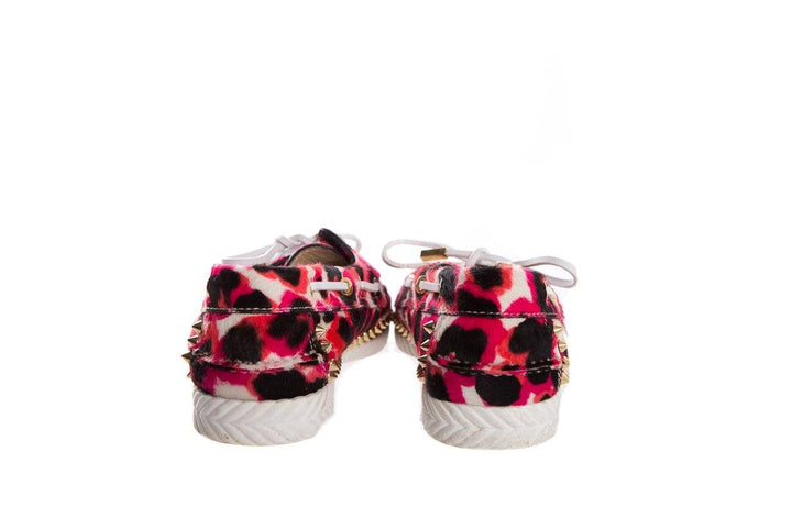 Christian Louboutin Pink Steckel Leopard Print Loafers SZ 37