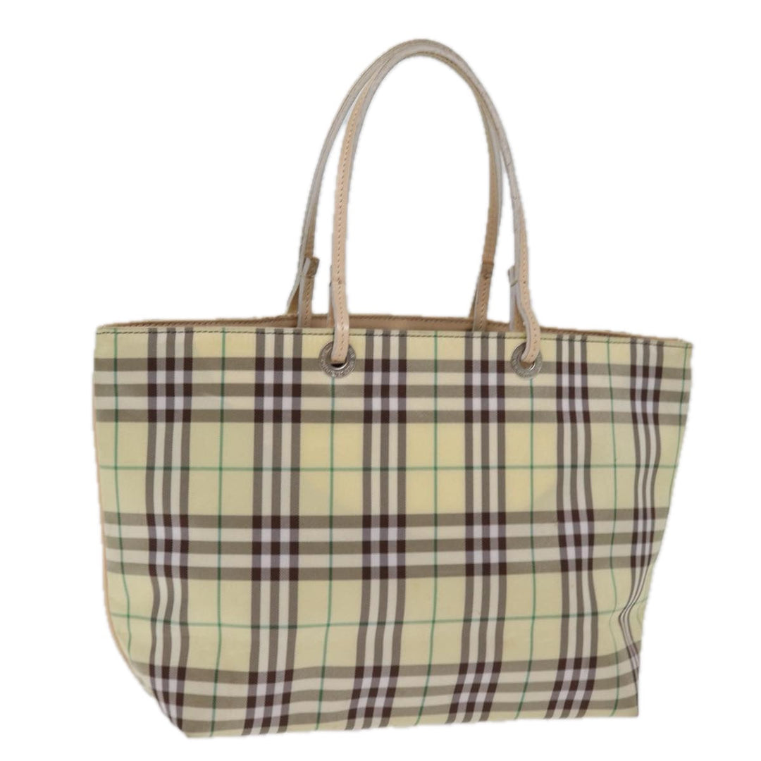 Burberry Nova Check Tote Bag Nylon Beige Auth 76851