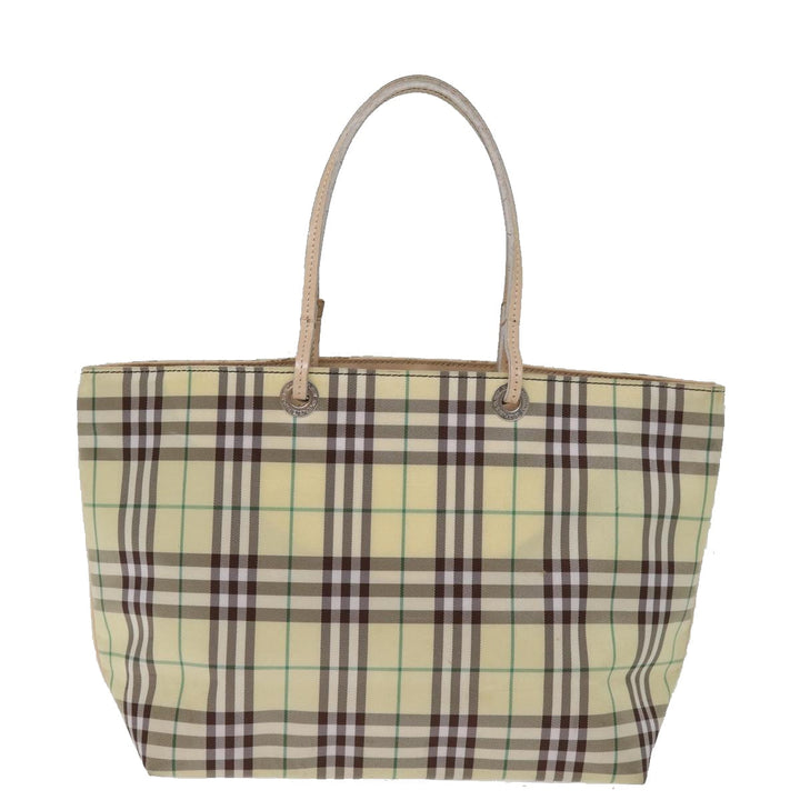 Burberry Nova Check Tote Bag Nylon Beige Auth 76851