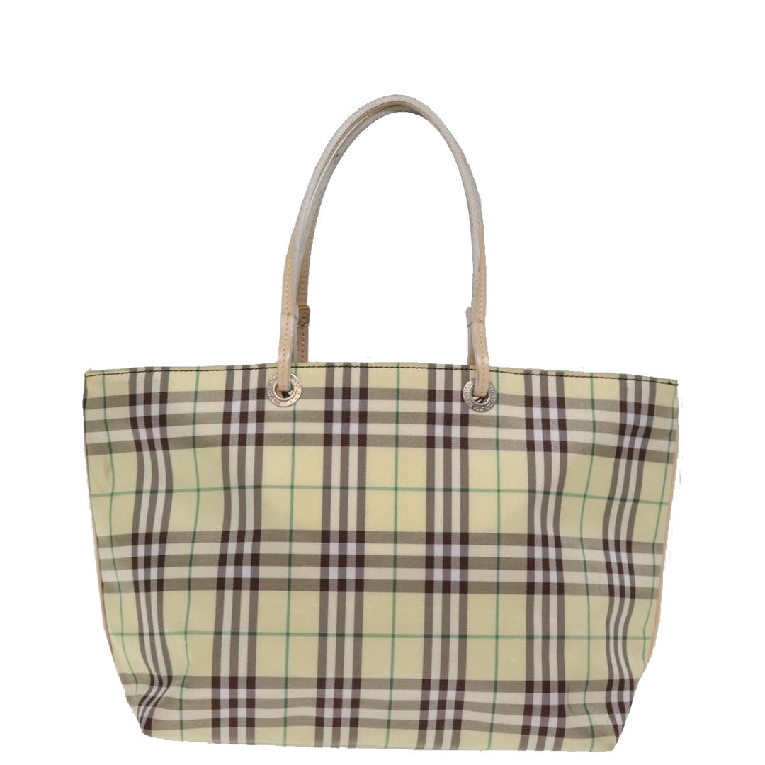 Burberry Nova Check Tote Bag Nylon Beige Auth 76851