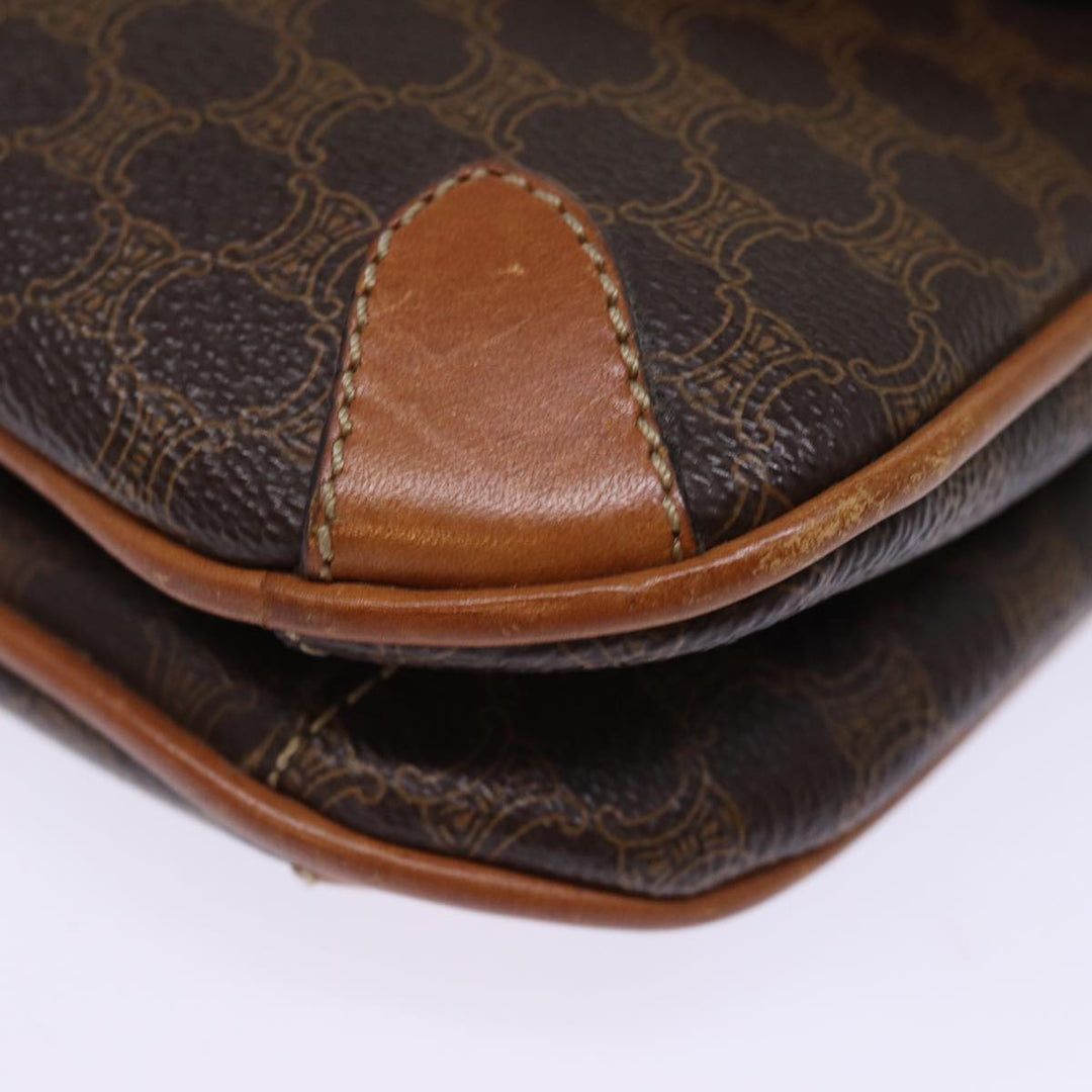 Celine Macadam Canvas Shoulder Bag PVC Leather Brown Auth 76992