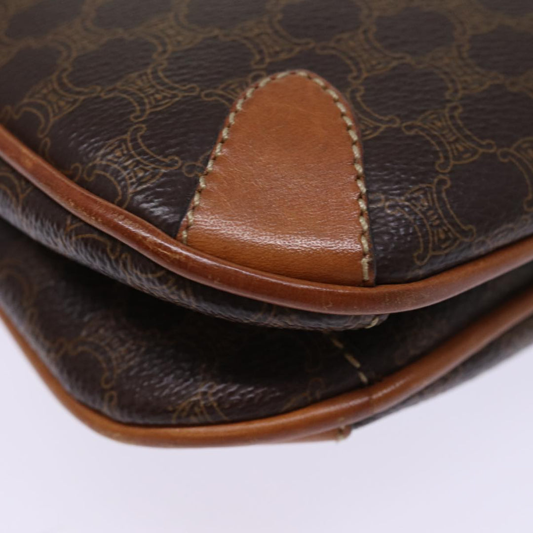 Celine Macadam Canvas Shoulder Bag PVC Leather Brown Auth 76992