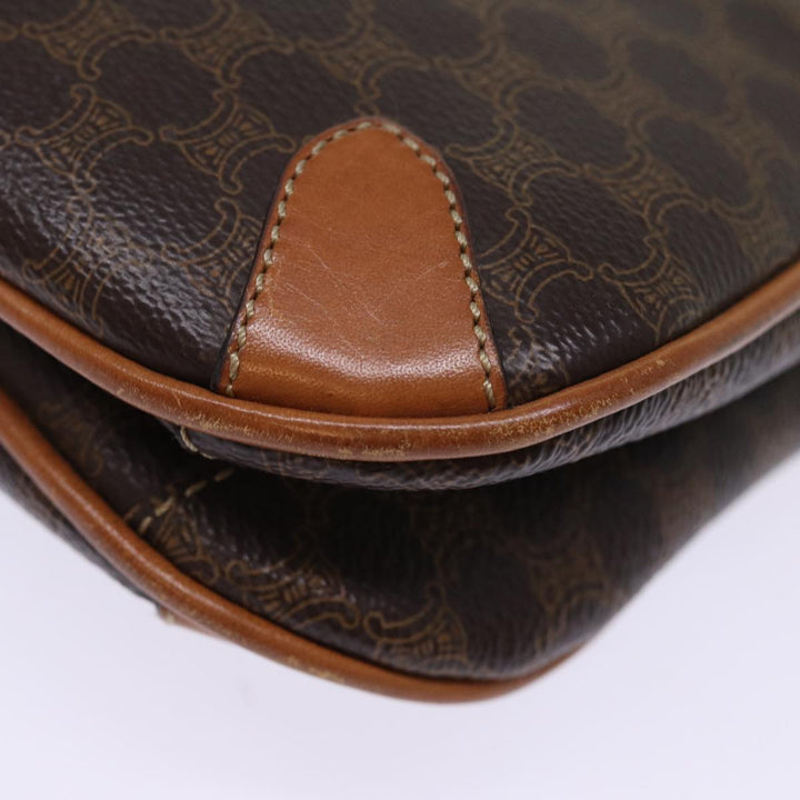 Celine Macadam Canvas Shoulder Bag PVC Leather Brown Auth 76992
