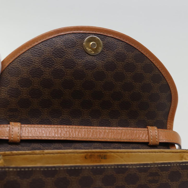 Celine Macadam Canvas Shoulder Bag PVC Leather Brown Auth 76992