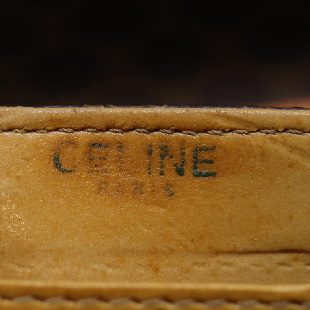 Celine Macadam Canvas Shoulder Bag PVC Leather Brown Auth 76992