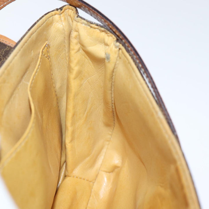 Celine Macadam Canvas Shoulder Bag PVC Leather Brown Auth 76992
