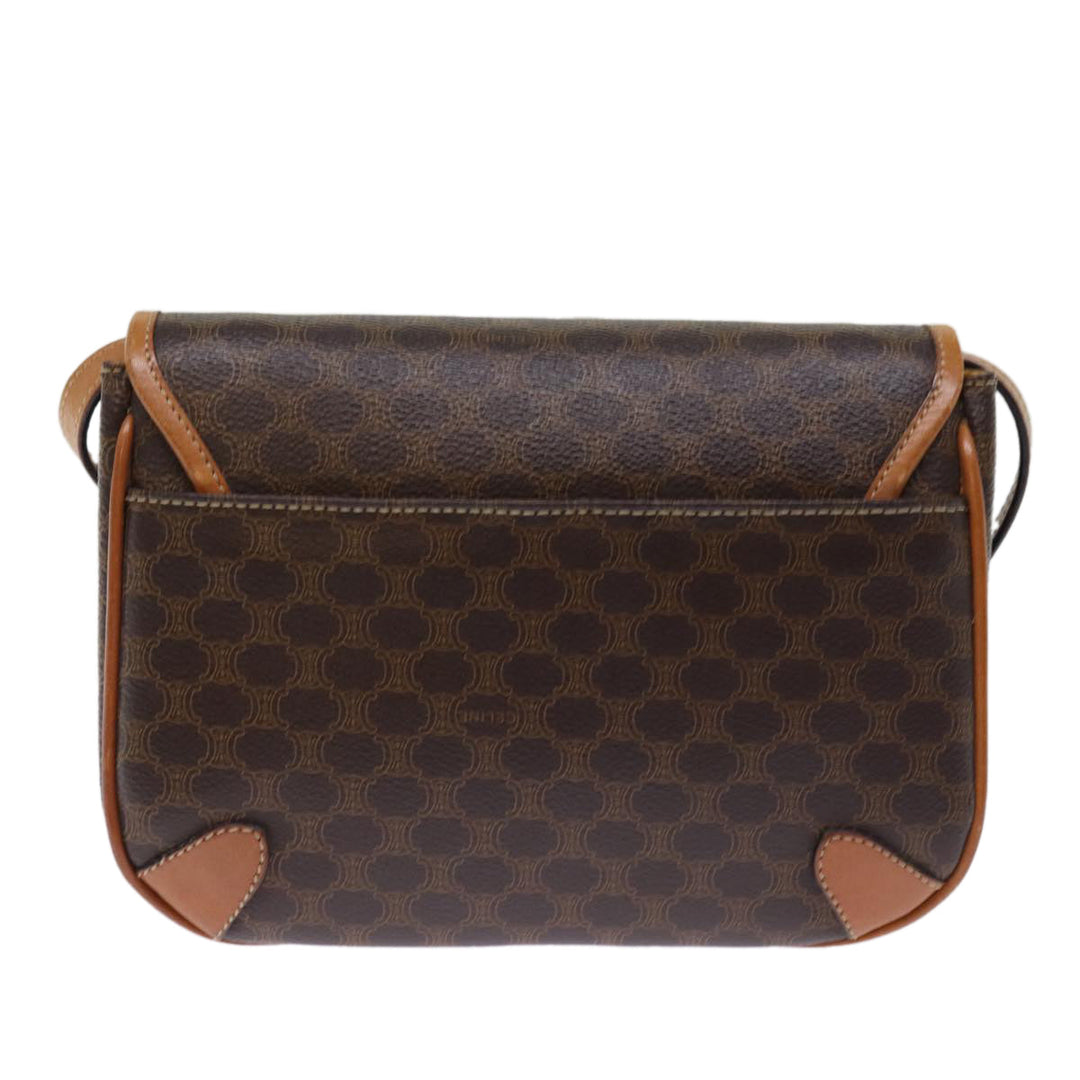Celine Macadam Canvas Shoulder Bag PVC Leather Brown Auth 76992