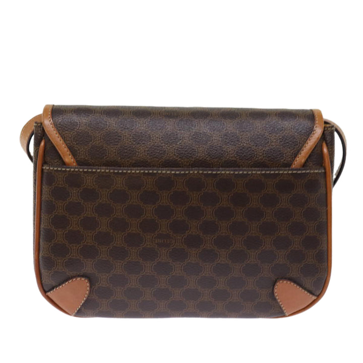 Celine Macadam Canvas Shoulder Bag PVC Leather Brown Auth 76992