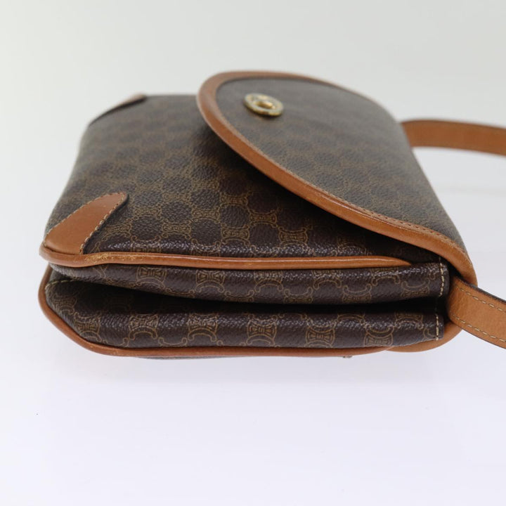 Celine Macadam Canvas Shoulder Bag PVC Leather Brown Auth 76992