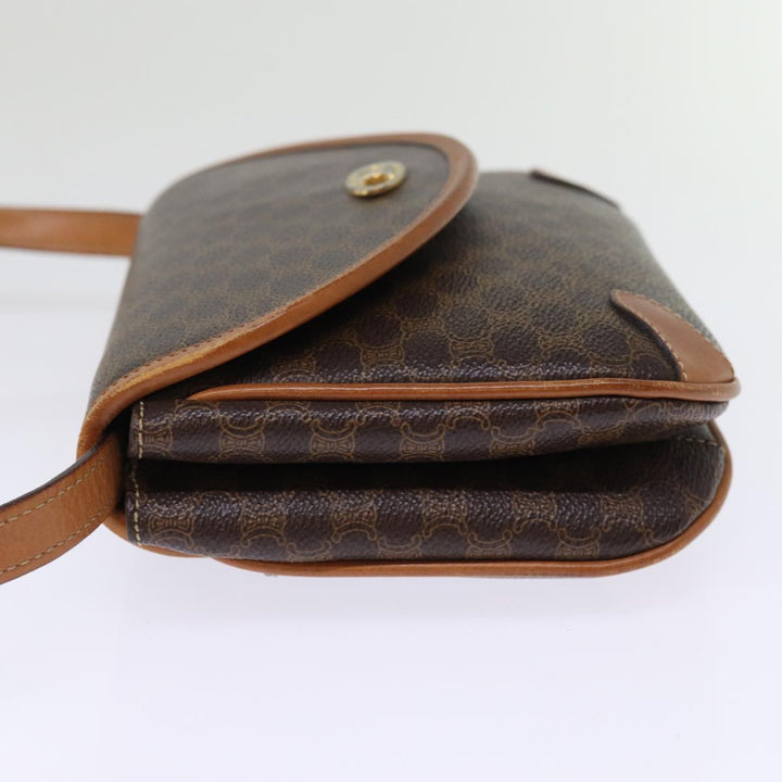 Celine Macadam Canvas Shoulder Bag PVC Leather Brown Auth 76992
