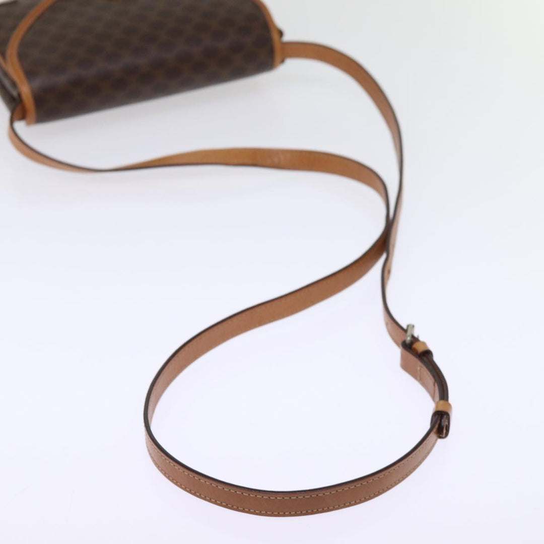 Celine Macadam Canvas Shoulder Bag PVC Leather Brown Auth 76992
