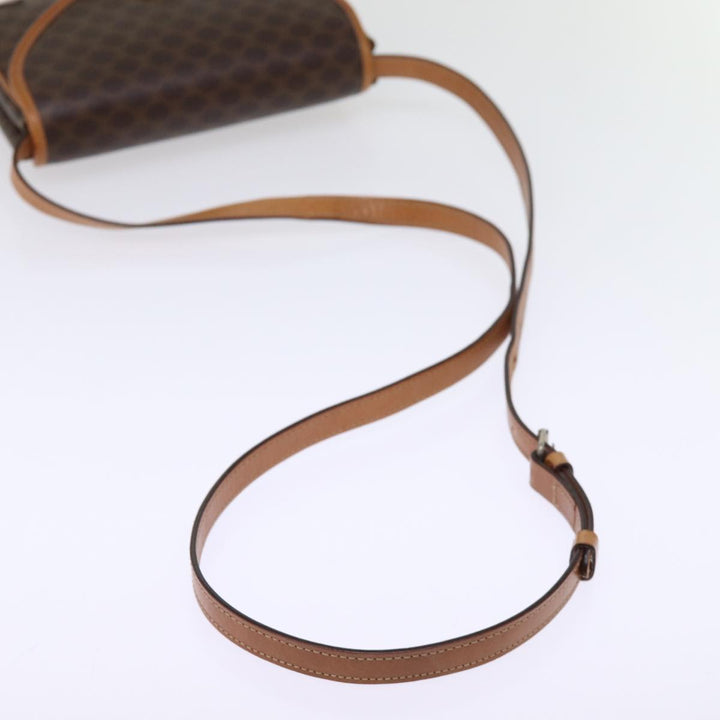 Celine Macadam Canvas Shoulder Bag PVC Leather Brown Auth 76992