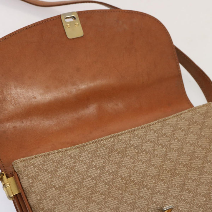 Celine Macadam Canvas Shoulder Bag Beige  76996