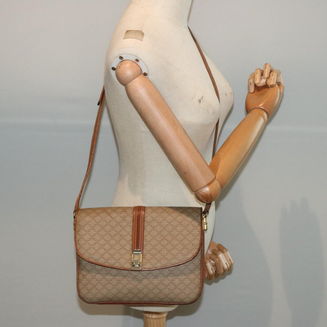 Celine Macadam Canvas Shoulder Bag Beige  76996