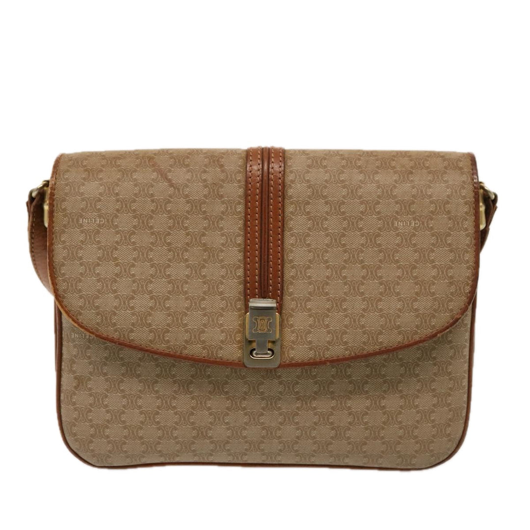 Celine Macadam Canvas Shoulder Bag Beige  76996
