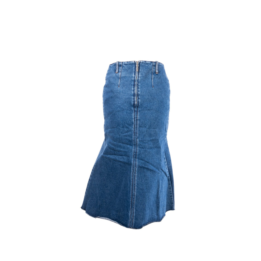 Top Quality Balenciaga Size 36 Godet Peplum-style Denim Skirt Cotton Blue