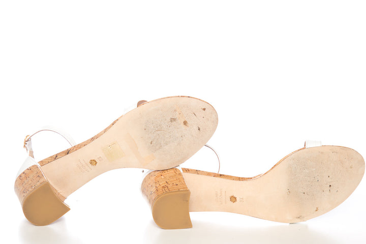 Stuart Weitzman Cork and White Sandals SZ 9.5