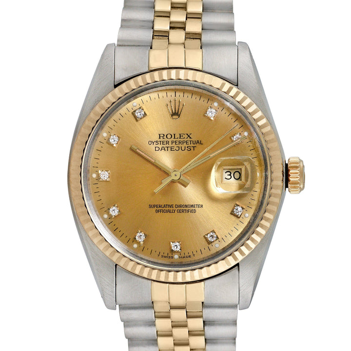 Rolex Men's Two-tone Datejust with Factory Diamonds, item #39