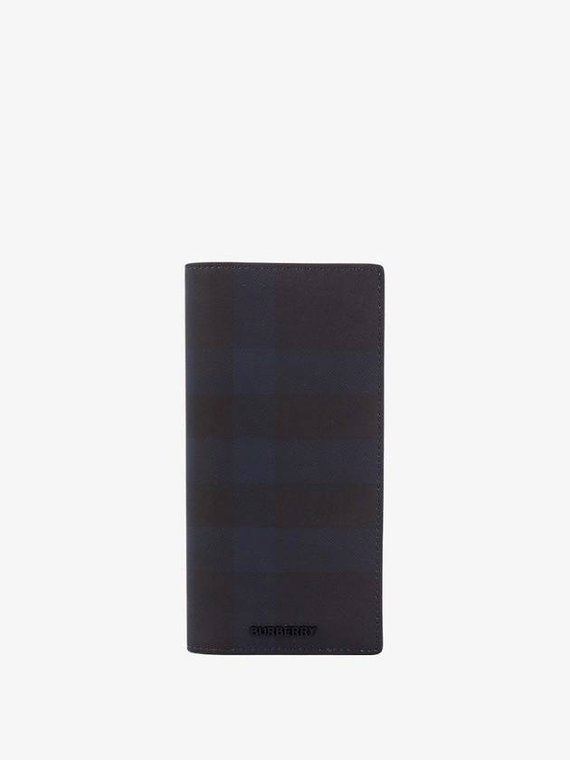 Burberry Coated Canvas Check Motif Long Wallet Navy