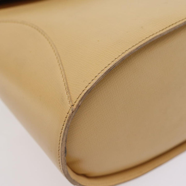 CHRISTIAN Dior Hand Bag Leather Beige Auth 77004
