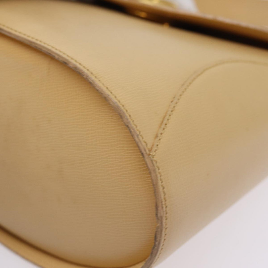 CHRISTIAN Dior Hand Bag Leather Beige Auth 77004