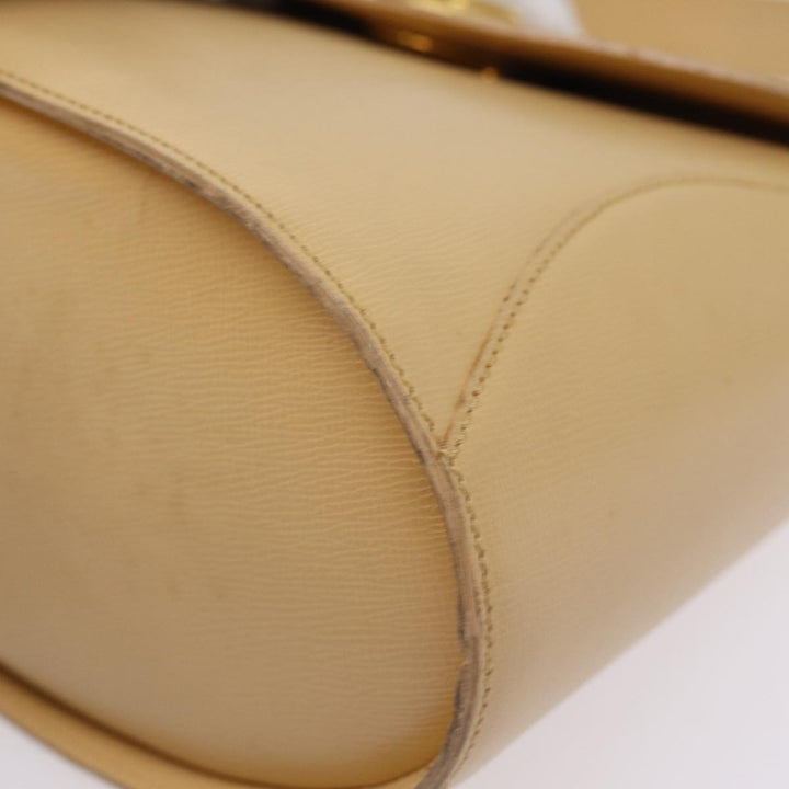 CHRISTIAN Dior Hand Bag Leather Beige Auth 77004