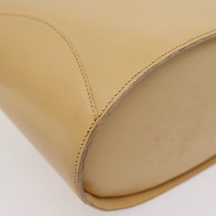 CHRISTIAN Dior Hand Bag Leather Beige Auth 77004