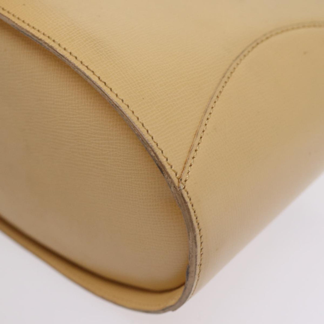 CHRISTIAN Dior Hand Bag Leather Beige Auth 77004