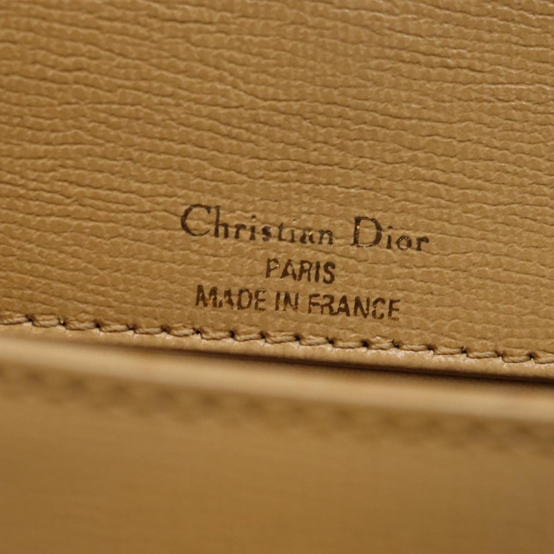 CHRISTIAN Dior Hand Bag Leather Beige Auth 77004