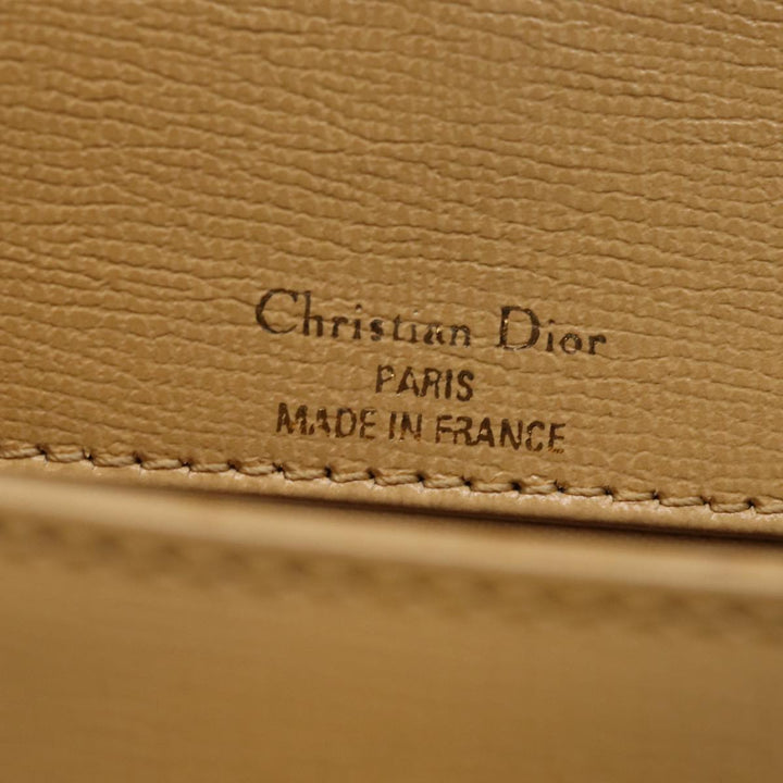CHRISTIAN Dior Hand Bag Leather Beige Auth 77004