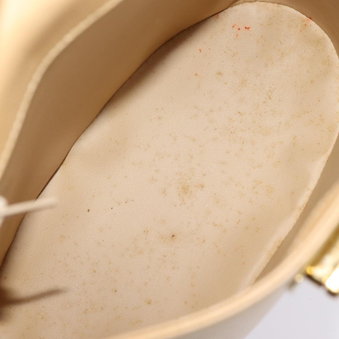 CHRISTIAN Dior Hand Bag Leather Beige Auth 77004