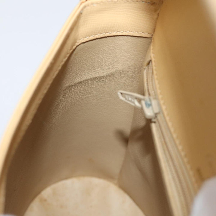 CHRISTIAN Dior Hand Bag Leather Beige Auth 77004