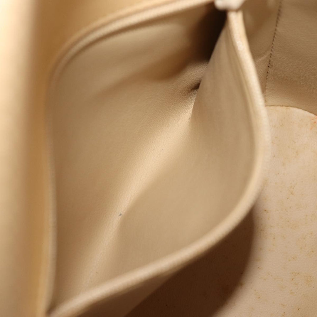 CHRISTIAN Dior Hand Bag Leather Beige Auth 77004