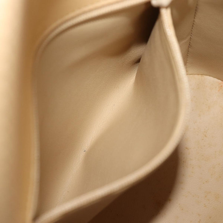 CHRISTIAN Dior Hand Bag Leather Beige Auth 77004
