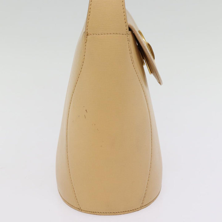 CHRISTIAN Dior Hand Bag Leather Beige Auth 77004