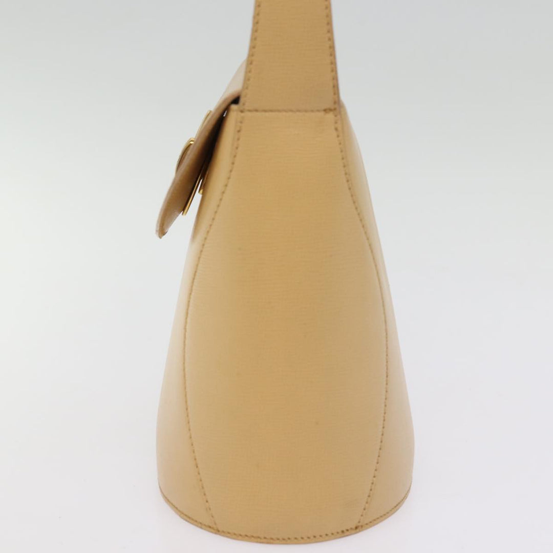 CHRISTIAN Dior Hand Bag Leather Beige Auth 77004