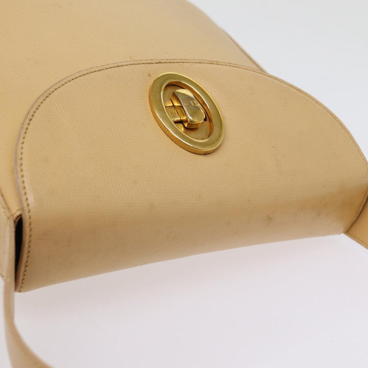 CHRISTIAN Dior Hand Bag Leather Beige Auth 77004